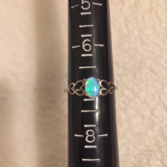 SOLD OUT — 925 Silver Blue Opal and Hearts Ring - Picture 7 of 8